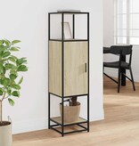 vidaXL Hoge kast 35,5x35x139 cm bewerkt hout en metaal sonoma eiken