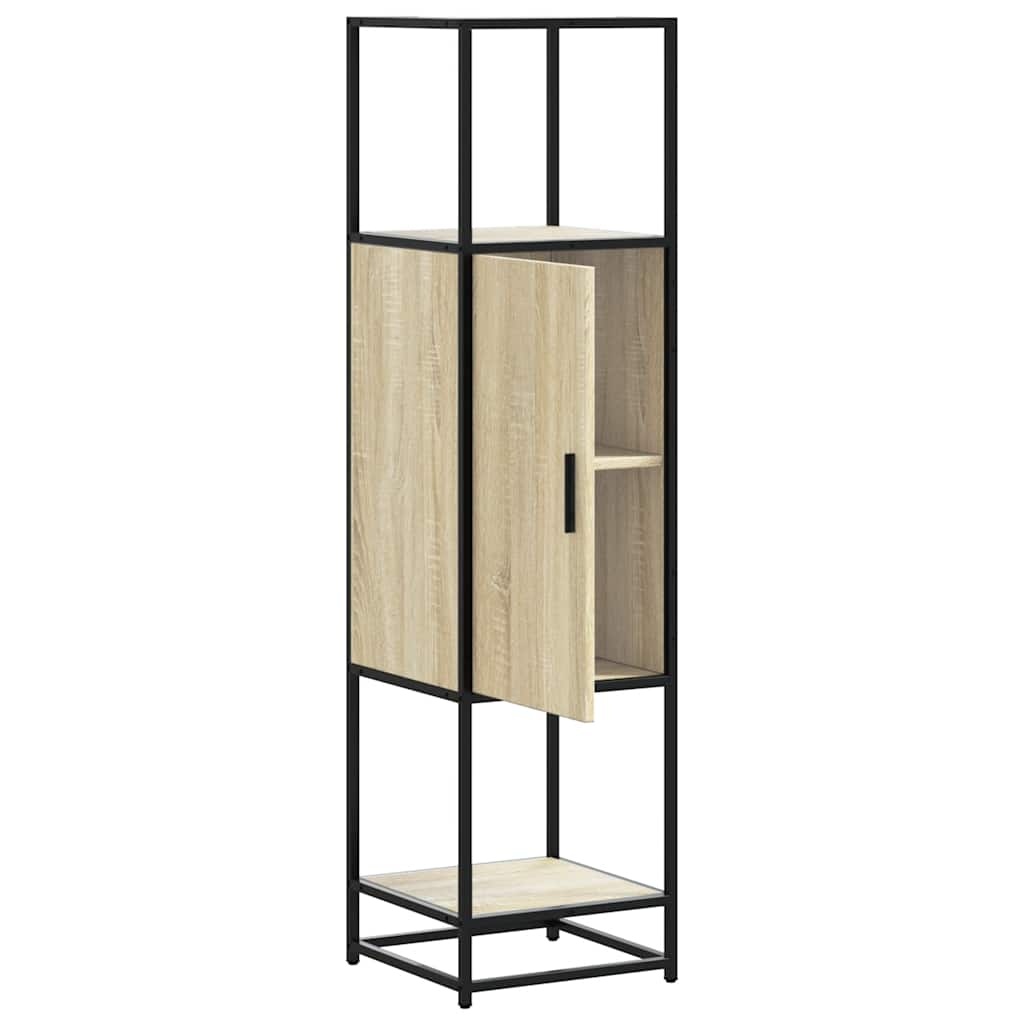 vidaXL Hoge kast 35,5x35x139 cm bewerkt hout en metaal sonoma eiken