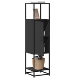 vidaXL Hoge kast 35,5x35x139 cm bewerkt hout en metaal zwart