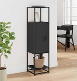 vidaXL Hoge kast 35,5x35x139 cm bewerkt hout en metaal zwart