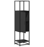 vidaXL Hoge kast 35,5x35x139 cm bewerkt hout en metaal zwart