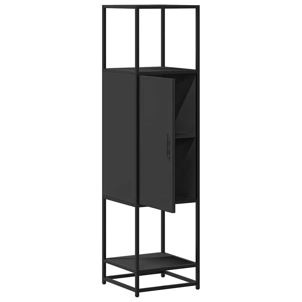 vidaXL Hoge kast 35,5x35x139 cm bewerkt hout en metaal zwart