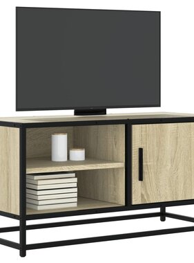 vidaXL Tv-meubel 80x34,5x40 cm bewerkt hout metaal sonoma eikenkleurig