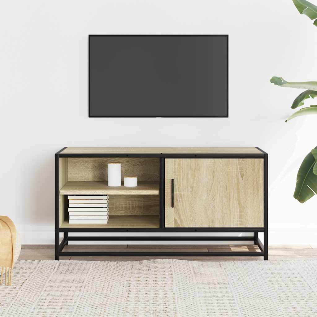 vidaXL Tv-meubel 80x34,5x40 cm bewerkt hout metaal sonoma eikenkleurig