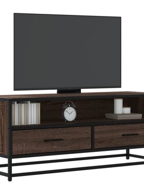 vidaXL Tv-meubel 100x34,5x40 cm bewerkt hout metaal bruin eikenkleur