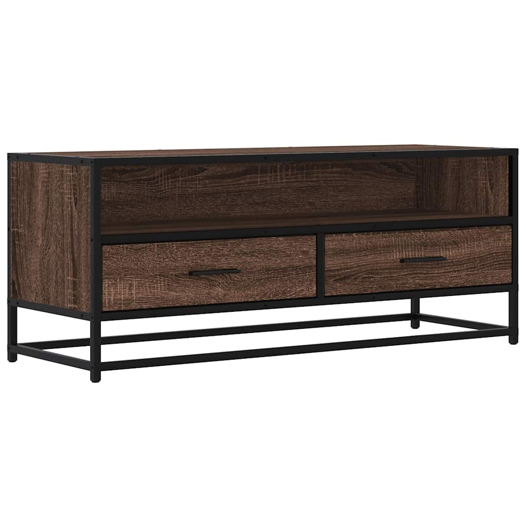 vidaXL Tv-meubel 100x34,5x40 cm bewerkt hout metaal bruin eikenkleur