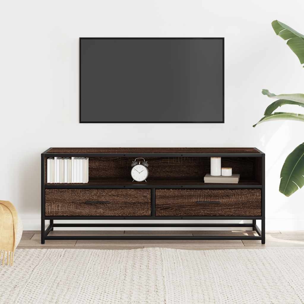 vidaXL Tv-meubel 100x34,5x40 cm bewerkt hout metaal bruin eikenkleur