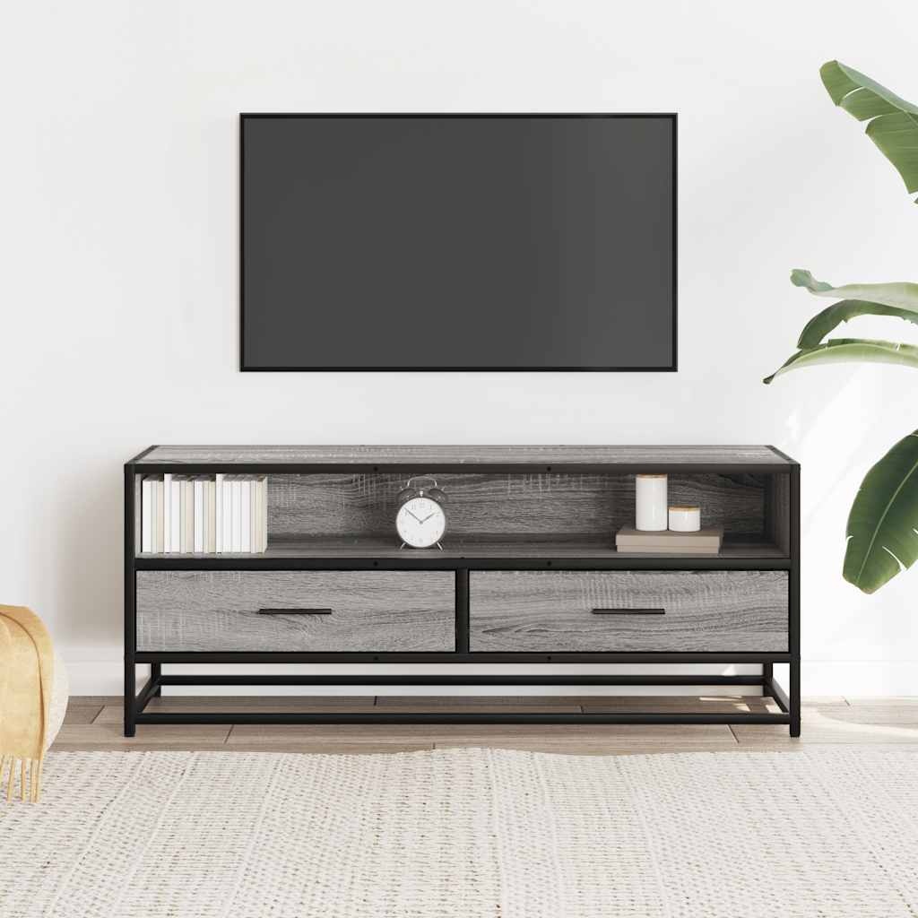 vidaXL Tv-meubel 100x34,5x40 cm bewerkt hout metaal grijs sonoma eiken