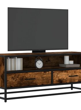 vidaXL Tv-meubel 100x34,5x40 cm bewerkt hout metaal gerookt eikenkleur