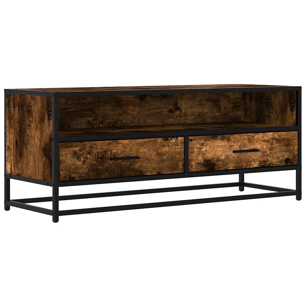 vidaXL Tv-meubel 100x34,5x40 cm bewerkt hout metaal gerookt eikenkleur