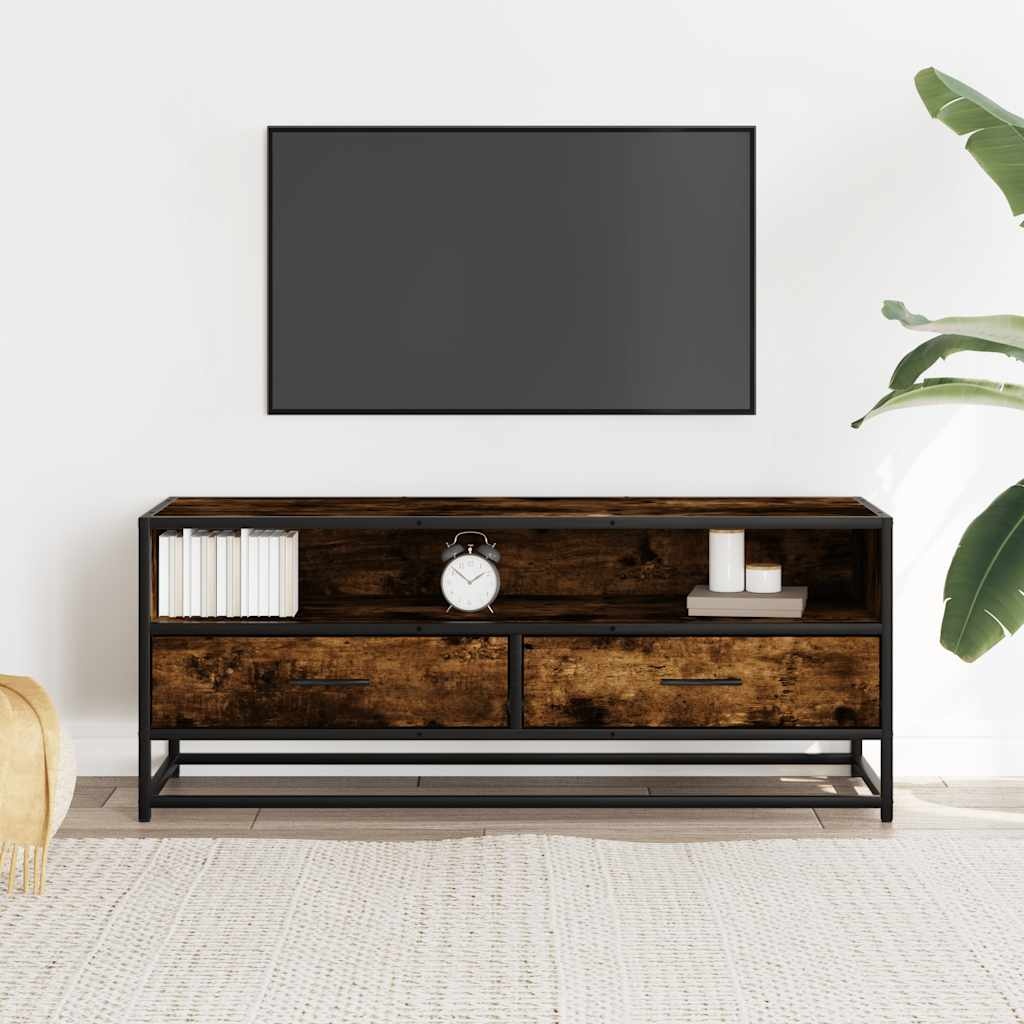 vidaXL Tv-meubel 100x34,5x40 cm bewerkt hout metaal gerookt eikenkleur