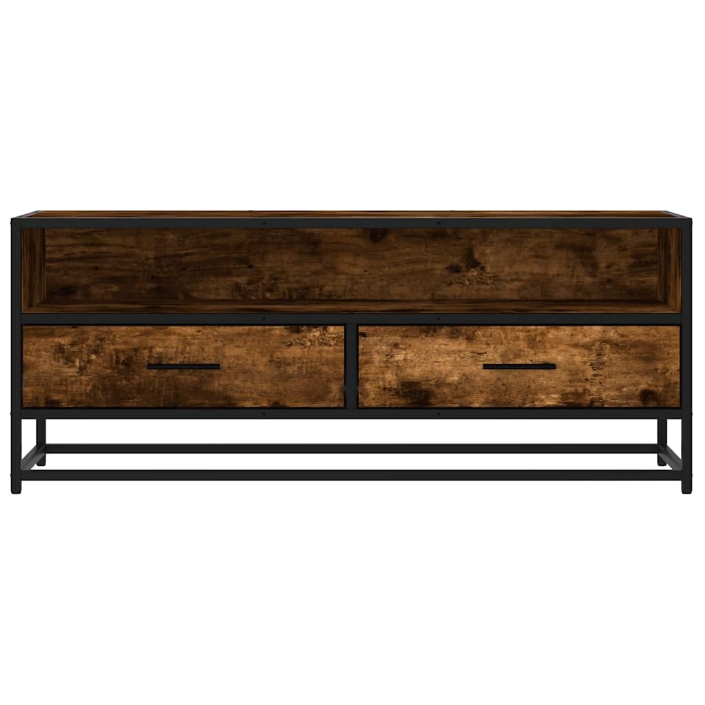 vidaXL Tv-meubel 100x34,5x40 cm bewerkt hout metaal gerookt eikenkleur