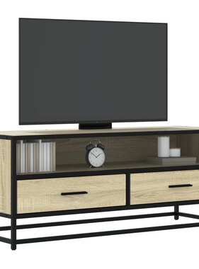 vidaXL Tv-meubel 100x34,5x40cm bewerkt hout metaal sonoma eikenkleurig
