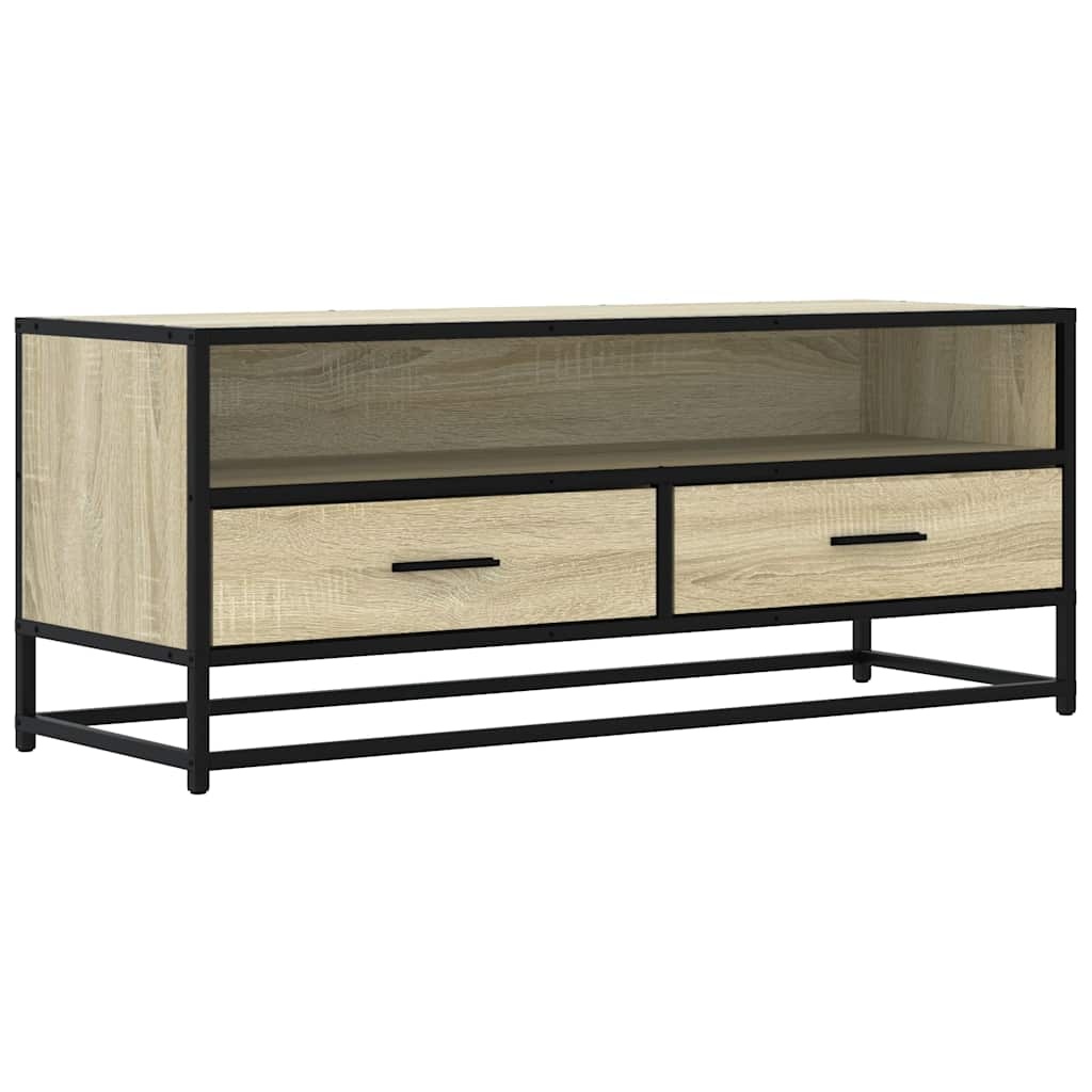 vidaXL Tv-meubel 100x34,5x40cm bewerkt hout metaal sonoma eikenkleurig