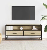 vidaXL Tv-meubel 100x34,5x40cm bewerkt hout metaal sonoma eikenkleurig