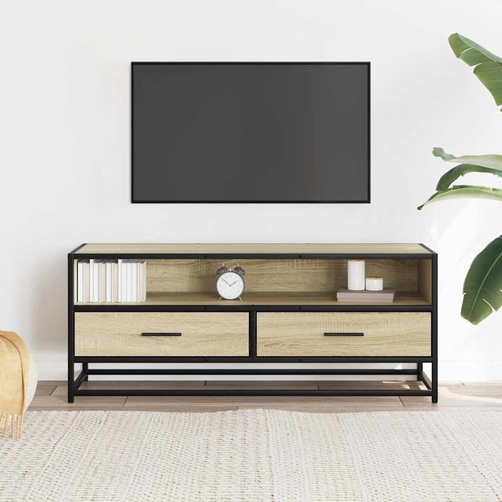vidaXL Tv-meubel 100x34,5x40cm bewerkt hout metaal sonoma eikenkleurig