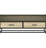 vidaXL Tv-meubel 100x34,5x40cm bewerkt hout metaal sonoma eikenkleurig