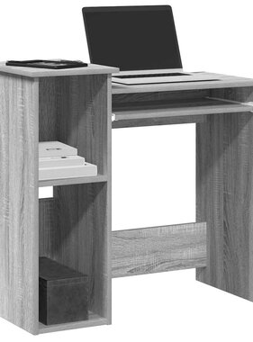 VidaXL Bureau met schappen 84x40x78 cm bewerkt hout grijs sonoma