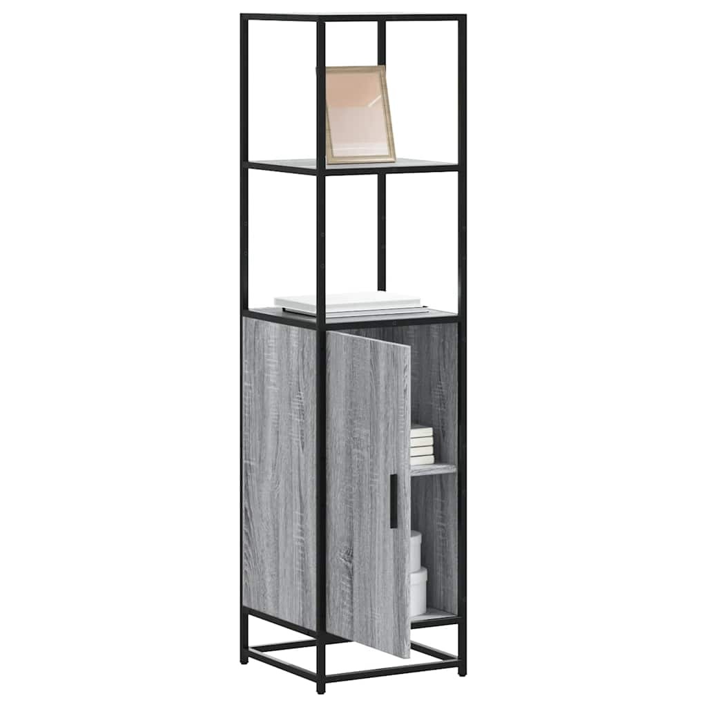 VidaXL Hoge kast 35,5x35x139 cm bewerkt hout en metaal grijs sonoma