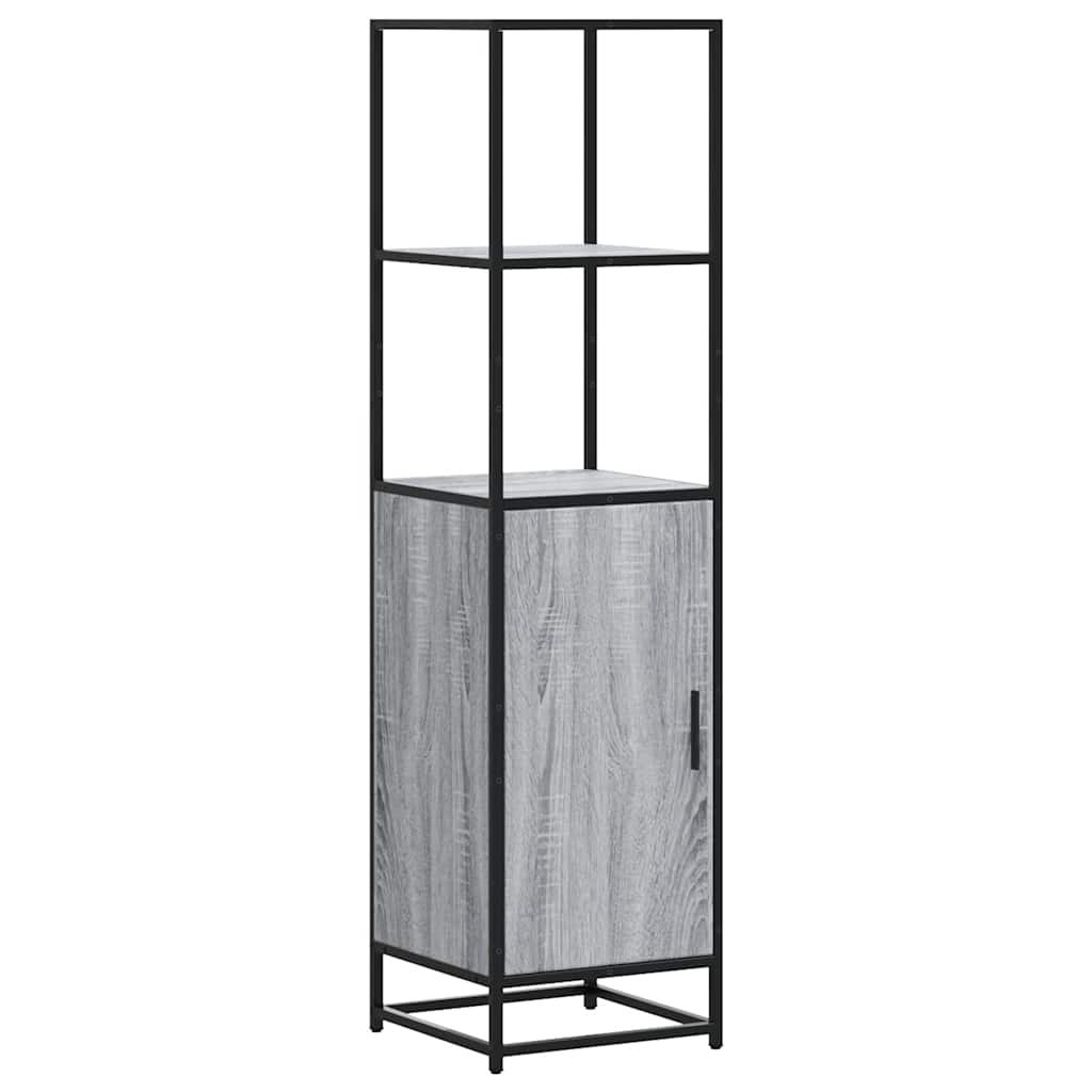 VidaXL Hoge kast 35,5x35x139 cm bewerkt hout en metaal grijs sonoma