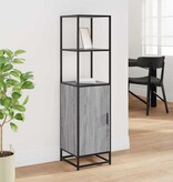 VidaXL Hoge kast 35,5x35x139 cm bewerkt hout en metaal grijs sonoma