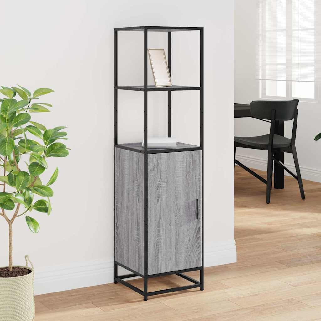 VidaXL Hoge kast 35,5x35x139 cm bewerkt hout en metaal grijs sonoma