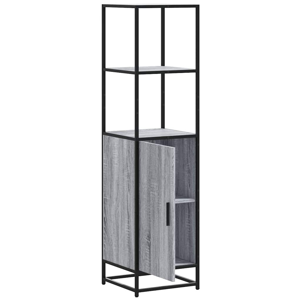 VidaXL Hoge kast 35,5x35x139 cm bewerkt hout en metaal grijs sonoma
