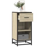 VidaXL Dressoir 35,5x35x76 cm bewerkt hout en metaal sonoma eikenkleur