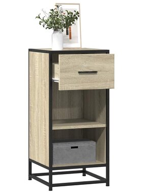 VidaXL Dressoir 35,5x35x76 cm bewerkt hout en metaal sonoma eikenkleur