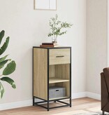 VidaXL Dressoir 35,5x35x76 cm bewerkt hout en metaal sonoma eikenkleur