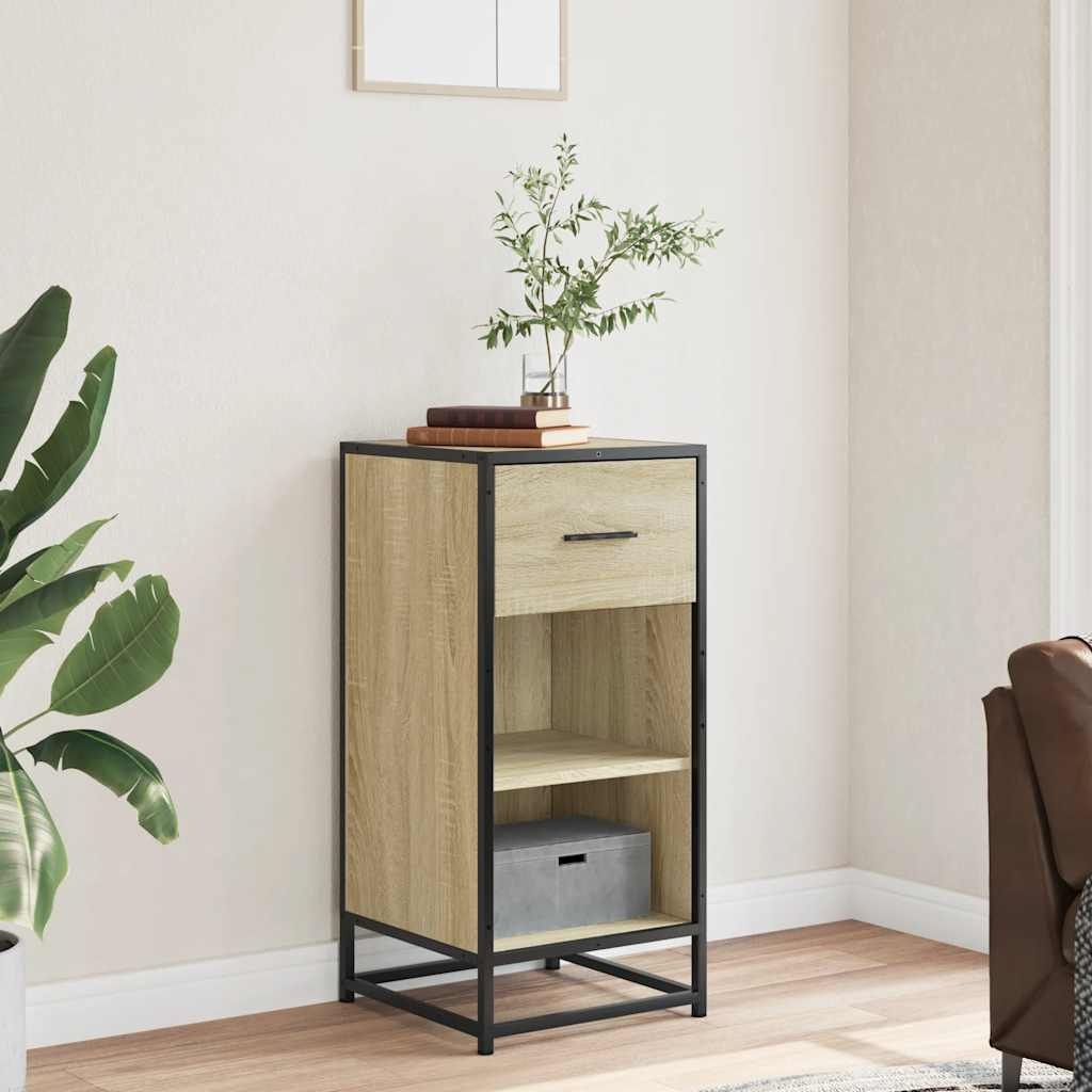 VidaXL Dressoir 35,5x35x76 cm bewerkt hout en metaal sonoma eikenkleur