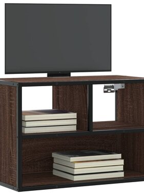 VidaXL Tv-meubel 60x31x39,5 cm bewerkt hout metaal bruin eikenkleurig