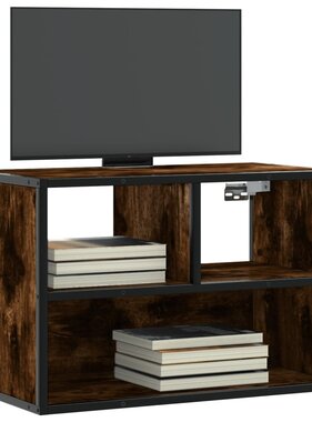 VidaXL Tv-meubel 60x31x39,5cm bewerkt hout metaal gerookt eikenkleurig
