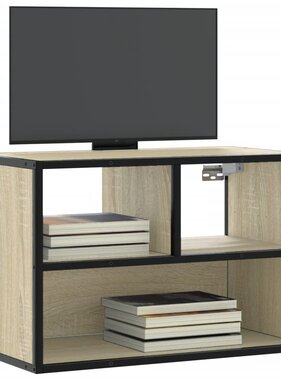 VidaXL Tv-meubel 60x31x39,5 cm bewerkt hout metaal sonoma eikenkleurig