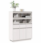vidaXL Hoge kast 89x34x116,5 cm massief grenenhout wit