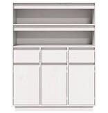 vidaXL Hoge kast 89x34x116,5 cm massief grenenhout wit
