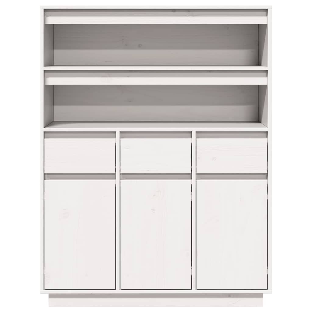 vidaXL Hoge kast 89x34x116,5 cm massief grenenhout wit