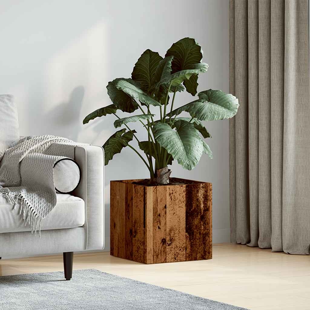 vidaXL Plantenbak 40x40x40 cm bewerkt hout oud houtkleurig