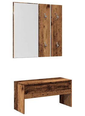 vidaXL Halmeubelset bewerkt hout oud houtkleurig