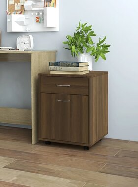 vidaXL Rolkast 45x38x54 cm bewerkt hout bruin eikenkleur