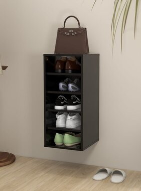 VidaXL Schoenenkast 31,5x35x70 cm spaanplaat zwart