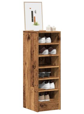 vidaXL Schoenenkast 32x35x92 cm bewerkt hout oud houtkleurig