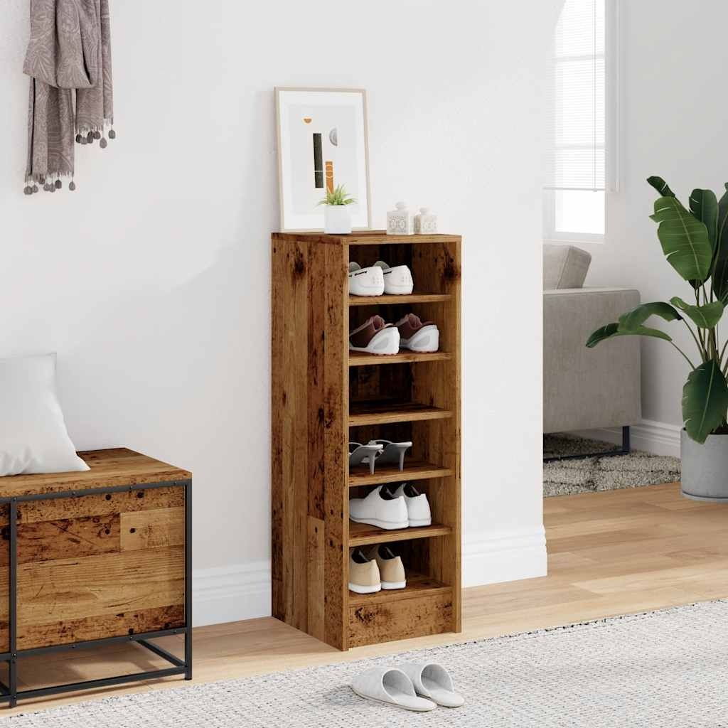 vidaXL Schoenenkast 32x35x92 cm bewerkt hout oud houtkleurig