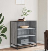 VidaXL Dressoir 68x35x76 cm bewerkt hout en metaal grijs sonoma