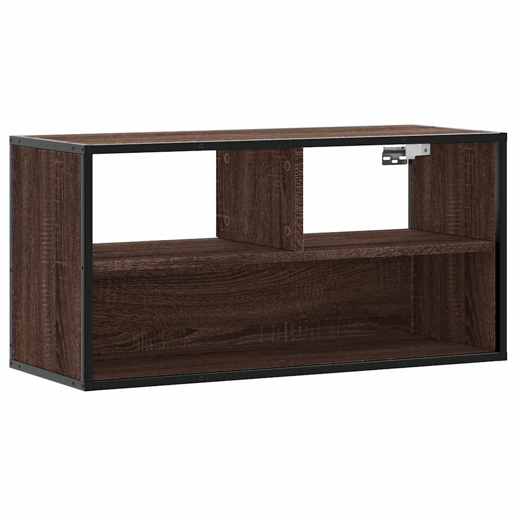 vidaXL Tv-meubel 80x31x39,5 cm bewerkt hout metaal bruin eikenkleurig