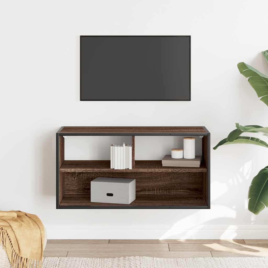 vidaXL Tv-meubel 80x31x39,5 cm bewerkt hout metaal bruin eikenkleurig