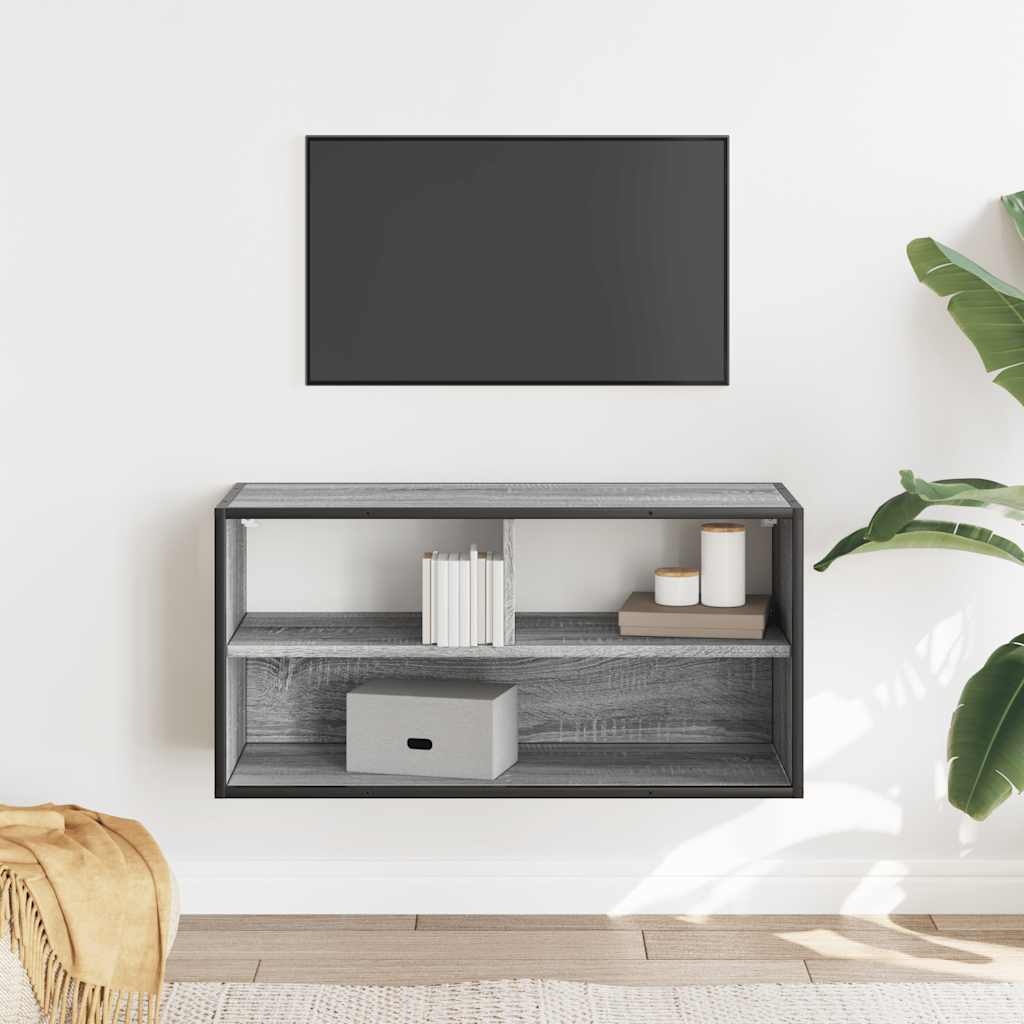 vidaXL Tv-meubel 80x31x39,5 cm bewerkt hout metaal grijs sonoma eiken