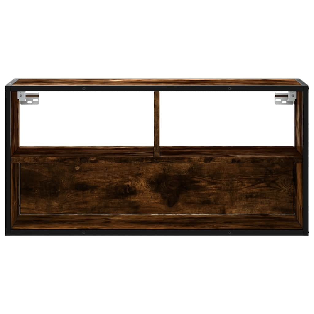 vidaXL Tv-meubel 80x31x39,5cm bewerkt hout metaal gerookt eikenkleurig