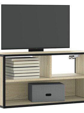 vidaXL Tv-meubel 80x31x39,5 cm bewerkt hout metaal sonoma eikenkleurig