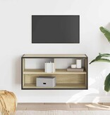 vidaXL Tv-meubel 80x31x39,5 cm bewerkt hout metaal sonoma eikenkleurig